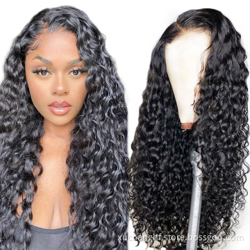 Unprocessed Brazilian Human Hair Full Lace Wig OEM Vendors Water Wave Virgin Cuticle Aligned Full Swiss Lace 100% Human Hair Wig